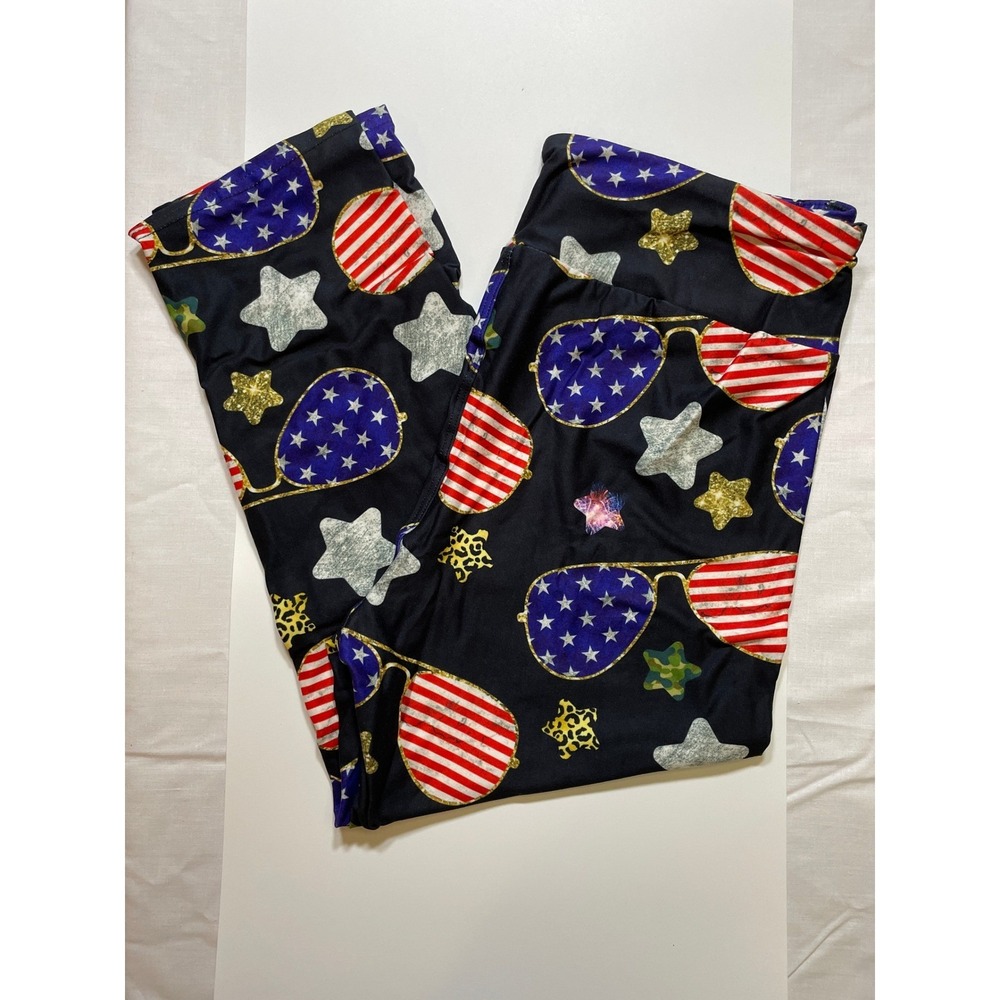 Unbranded Capri Leggings Womens TC Black NWT American Aviators Stars Patriotic
